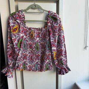 RHODE Multicolor Floral Smocked Blouse